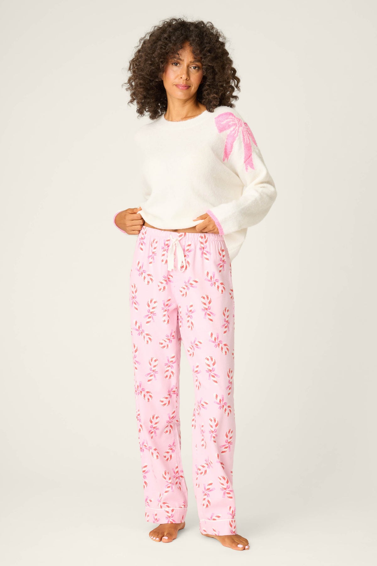 Sweeter Than Sugar Candy Cane Print Flannel Pants