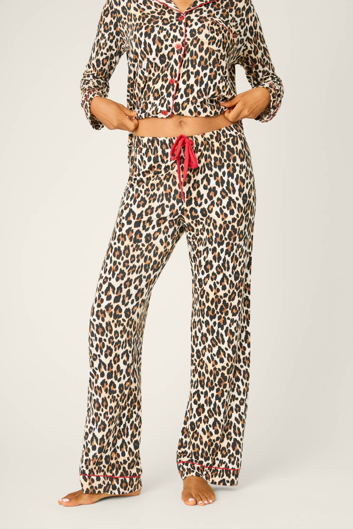 Holiday Dreams Leopard Print Open Leg Pants