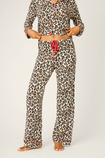 Holiday Dreams Leopard Print Open Leg Pants
