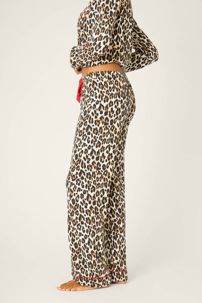 Holiday Dreams Leopard Print Open Leg Pants
