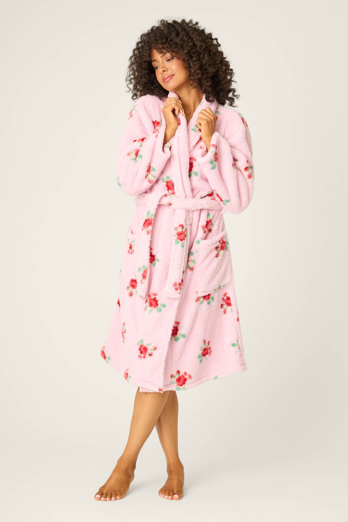 Rose Print Plush Robe