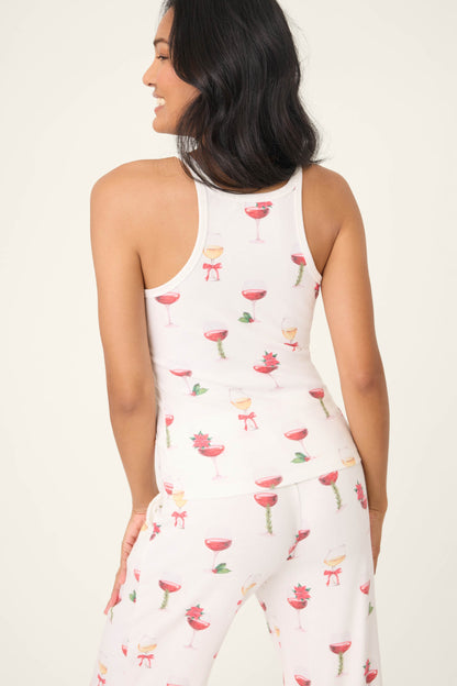 Let's Get Toasty Holiday Wine Print Tank Top