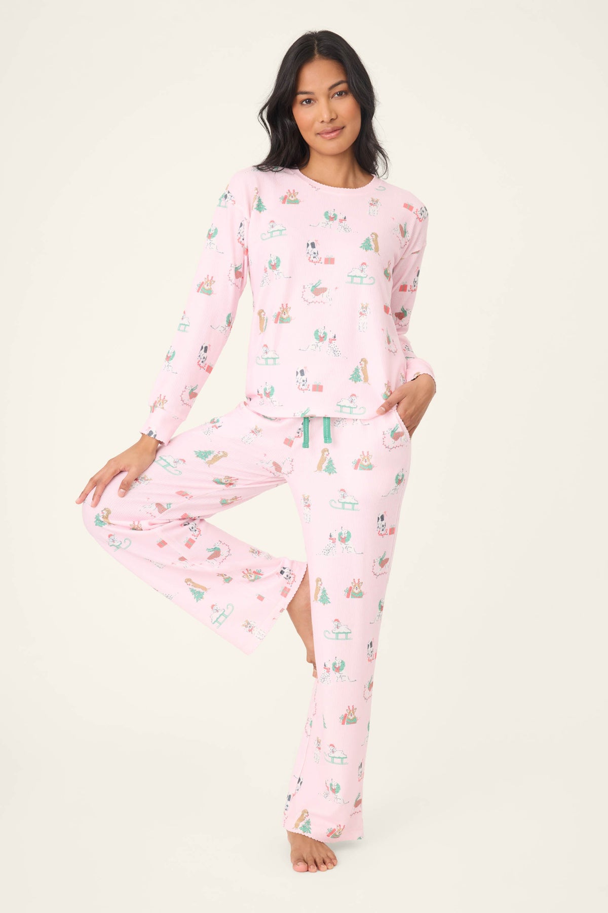Peace & Pawlidays Dog Print Long Sleeve Top