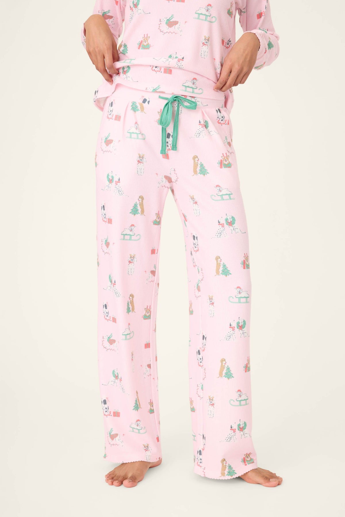 Peace & Pawlidays Dog Print Open Leg Pants