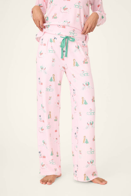 Peace & Pawlidays Dog Print Open Leg Pants