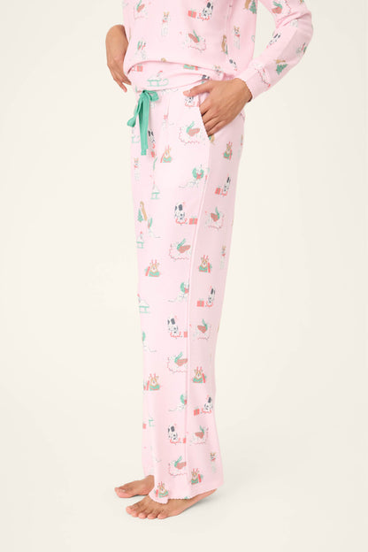 Peace & Pawlidays Dog Print Open Leg Pants