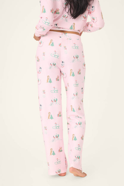 Peace & Pawlidays Dog Print Open Leg Pants