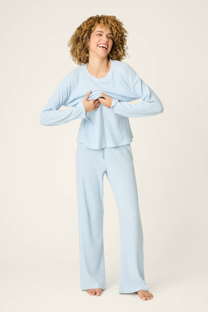 3-Piece Luxe Ribbed Celestial PJ Set