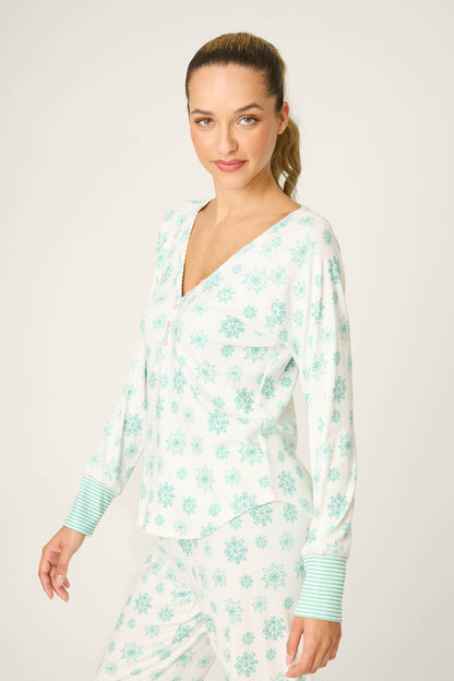 Snowflake Wishes Pointelle Henley Top