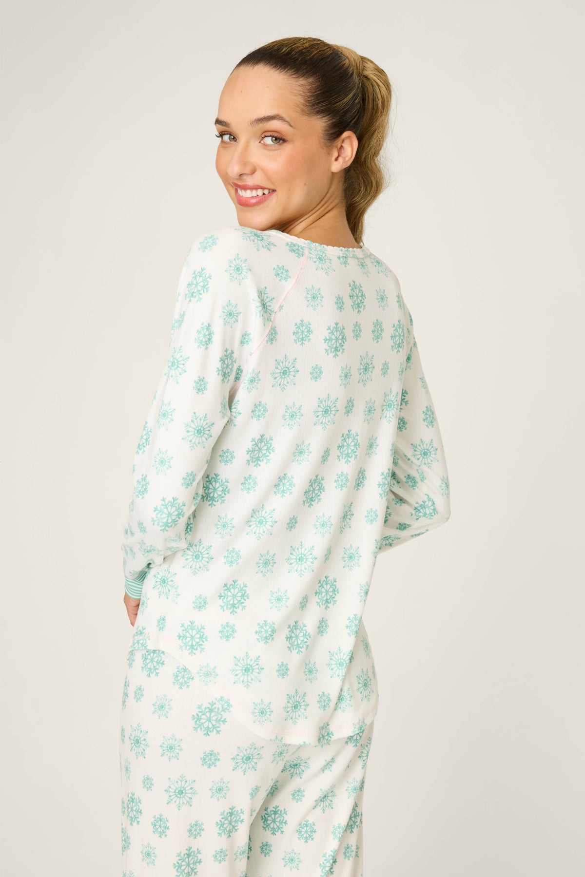 Snowflake Wishes Pointelle Henley Top