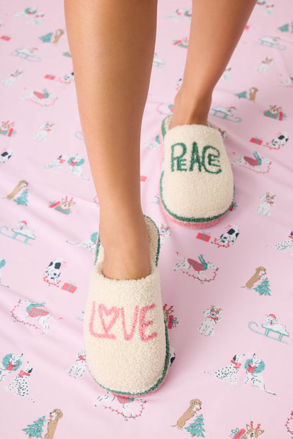 Peace & Pawlidays Ivory Slippers