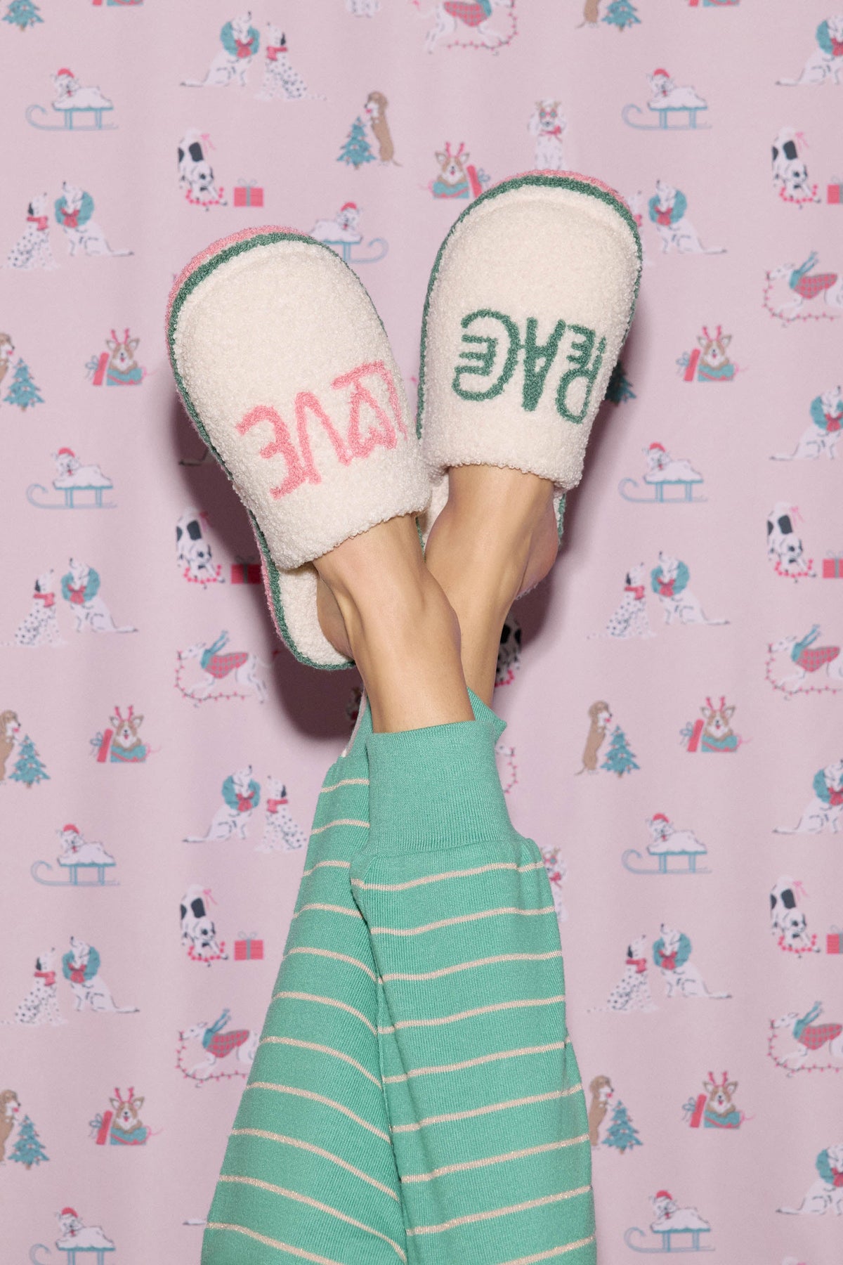 Peace & Pawlidays Ivory Slippers