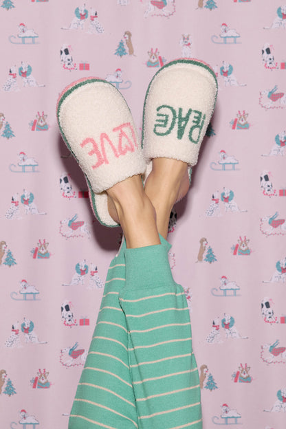 Peace & Pawlidays Ivory Slippers