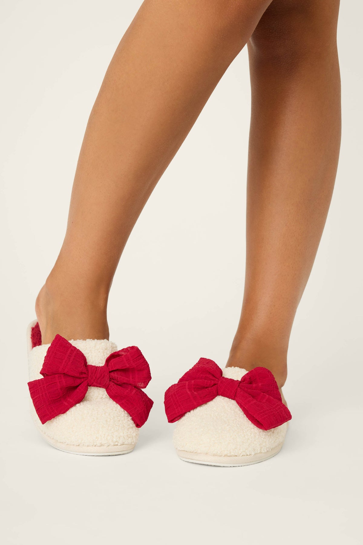Feline Festive Bow Slippers