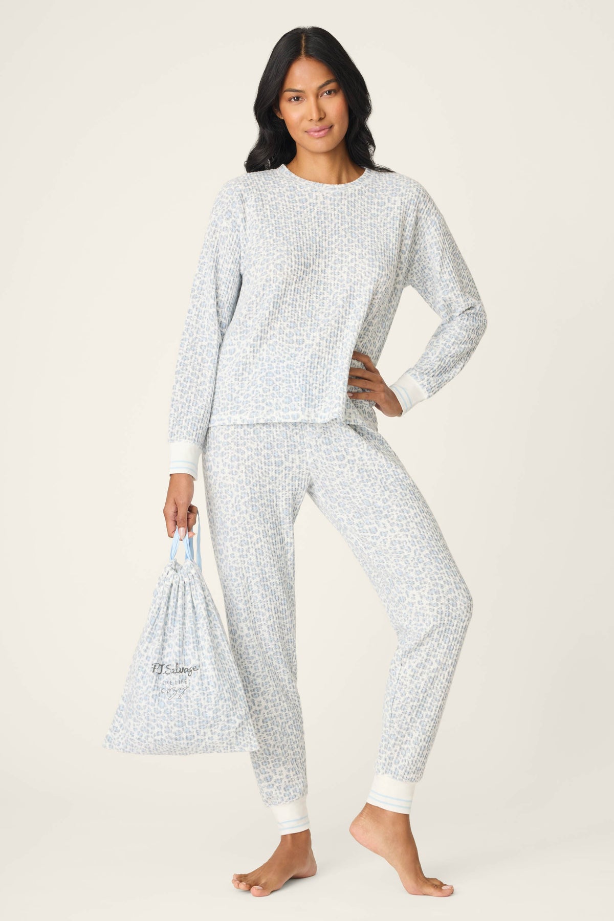 3-Piece Leopard Print Thermal Velour PJ Set