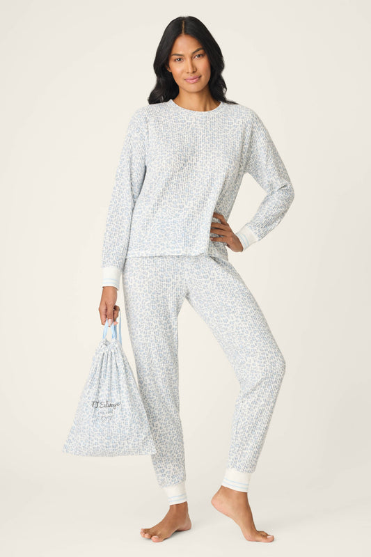 3-Piece Leopard Print Thermal Velour PJ Set