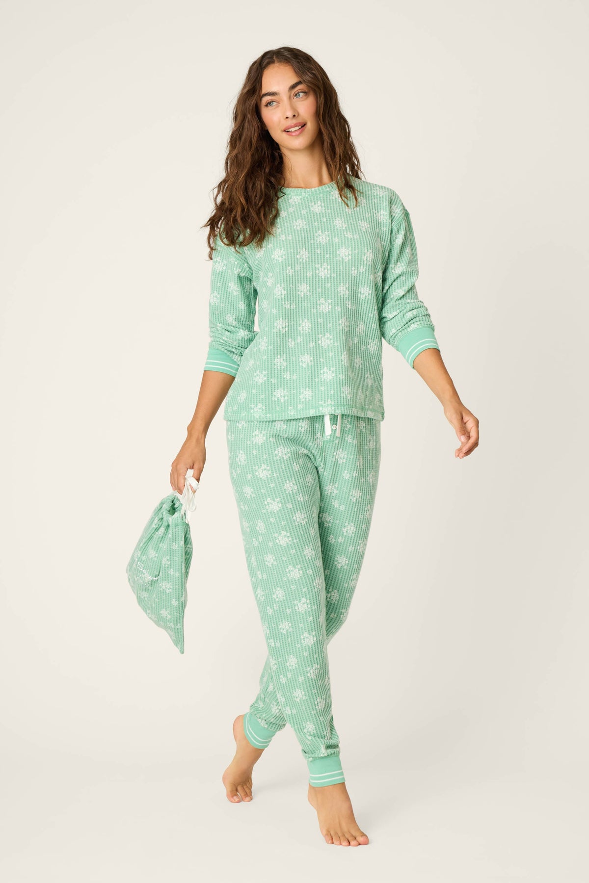 3-Piece Snowflake Print Thermal Velour PJ Set