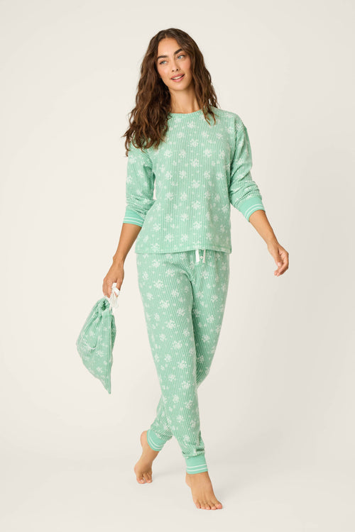 3-Piece Snowflake Print Thermal Velour PJ Set