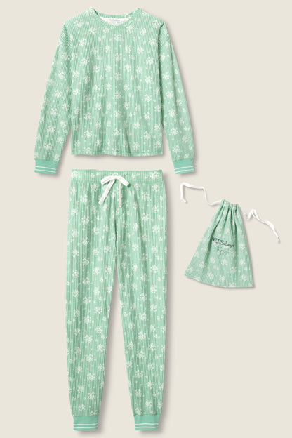 3-Piece Snowflake Print Thermal Velour PJ Set