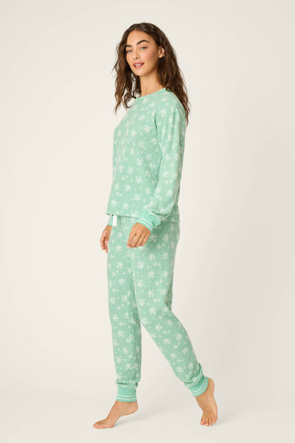 3-Piece Snowflake Print Thermal Velour PJ Set