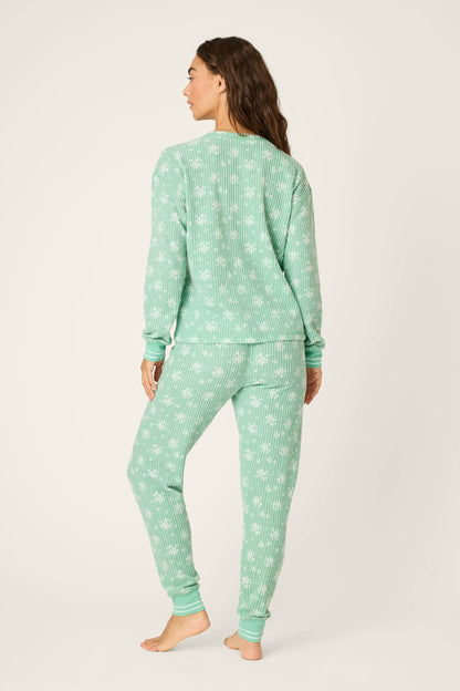 3-Piece Snowflake Print Thermal Velour PJ Set