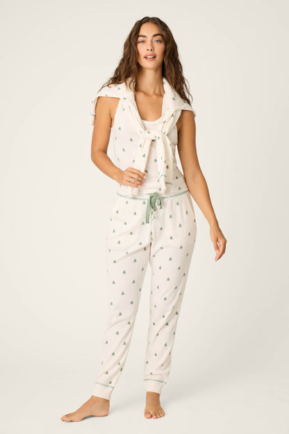 4-Piece Tree Print Waffle Lounge Set