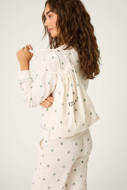 4-Piece Tree Print Waffle Lounge Set