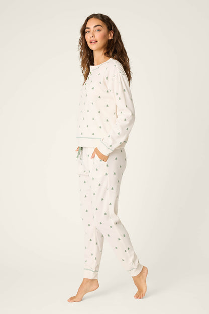 4-Piece Tree Print Waffle Lounge Set