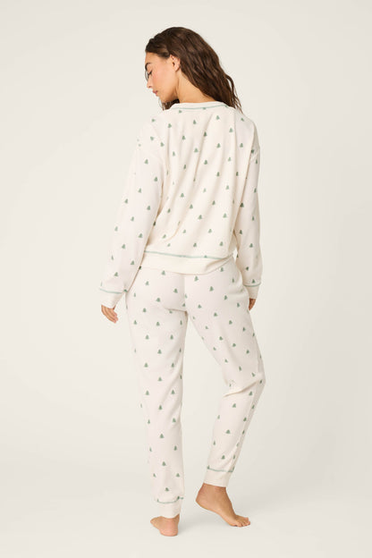 4-Piece Tree Print Waffle Lounge Set