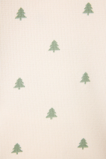 4-Piece Tree Print Waffle Lounge Set