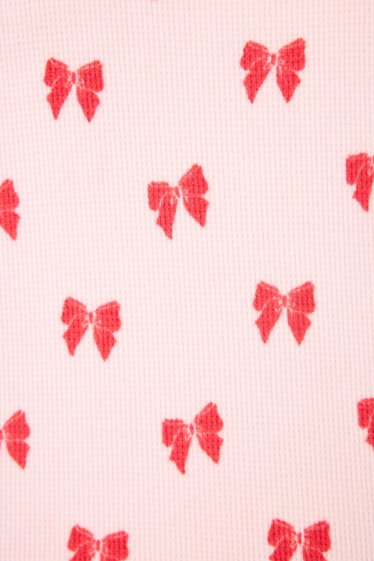 4-Piece Bow Print Waffle Lounge Set