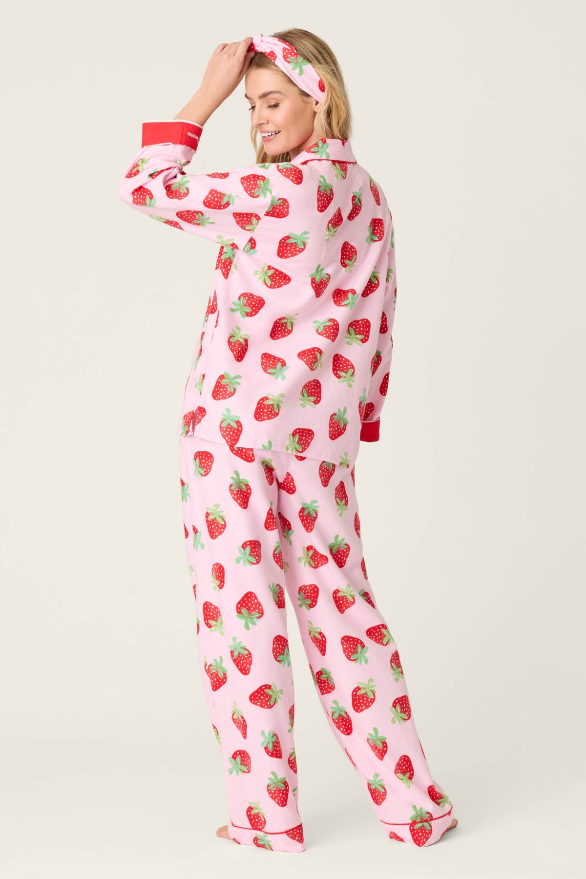 Sweet Dreams Strawberry Print 3-Piece Flannel PJ Set