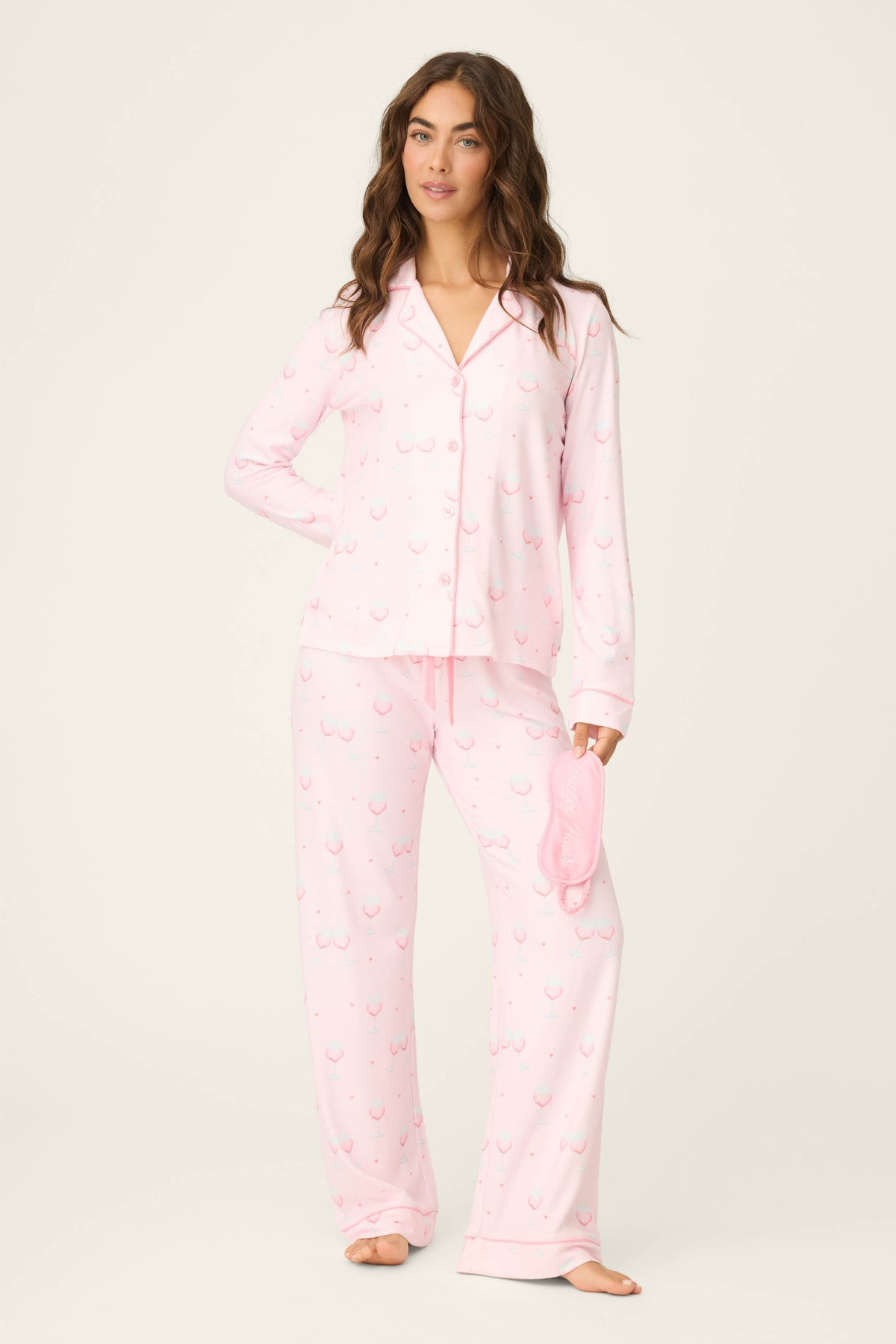 Happy Hour Wine Glass Print 3-Piece PJ Set