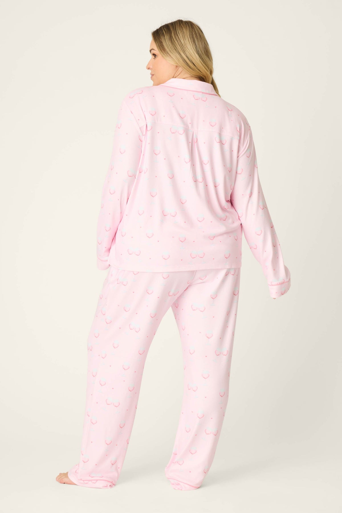 Happy Hour Wine Glass Print 3-Piece Plus Size PJ Set