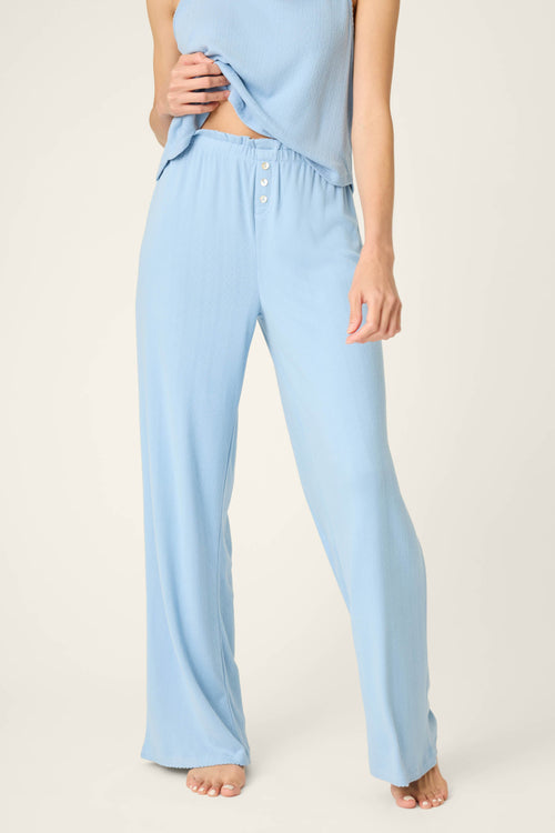 More Amour Blue Dream Pointelle Open Leg Pants