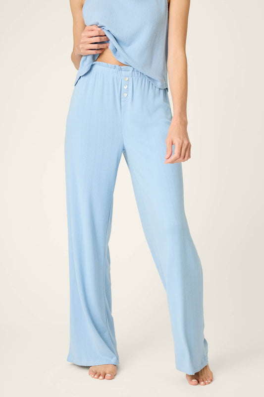 More Amour Blue Dream Pointelle Open Leg Pants