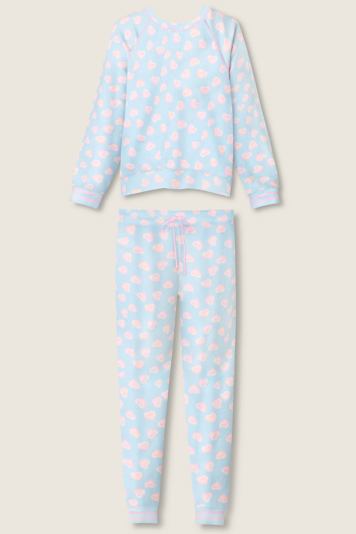 Sweetheart Love Hearts Print Peachy PJ Set