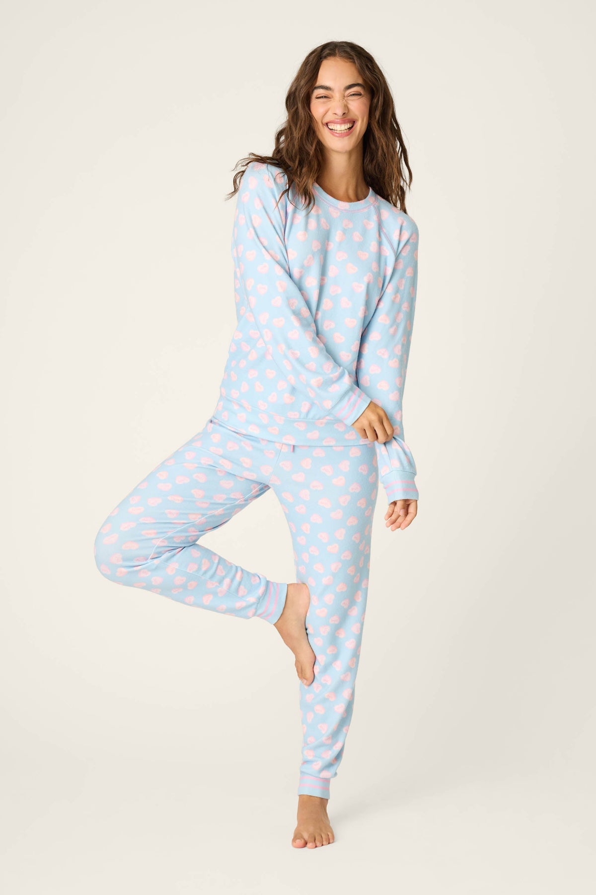 Sweetheart Love Hearts Print Peachy PJ Set