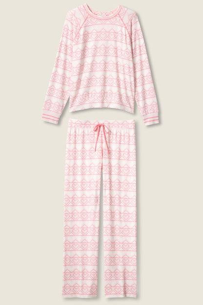 Fairisle Heart Print Peachy PJ Set