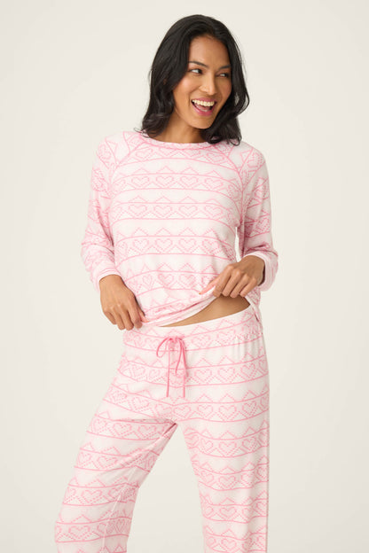 Fairisle Heart Print Peachy PJ Set