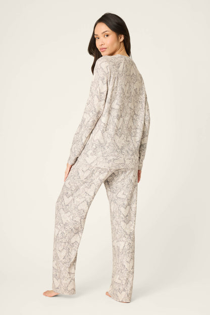 Snakeskin Heart Print Peachy PJ Set