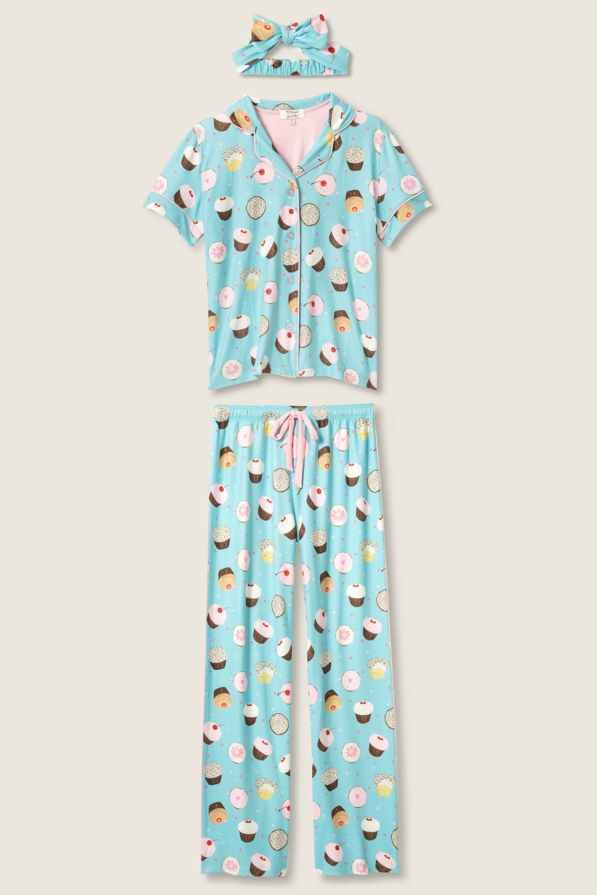 Sweet Life Cupcake Print 3-Piece Plus Size PJ Set