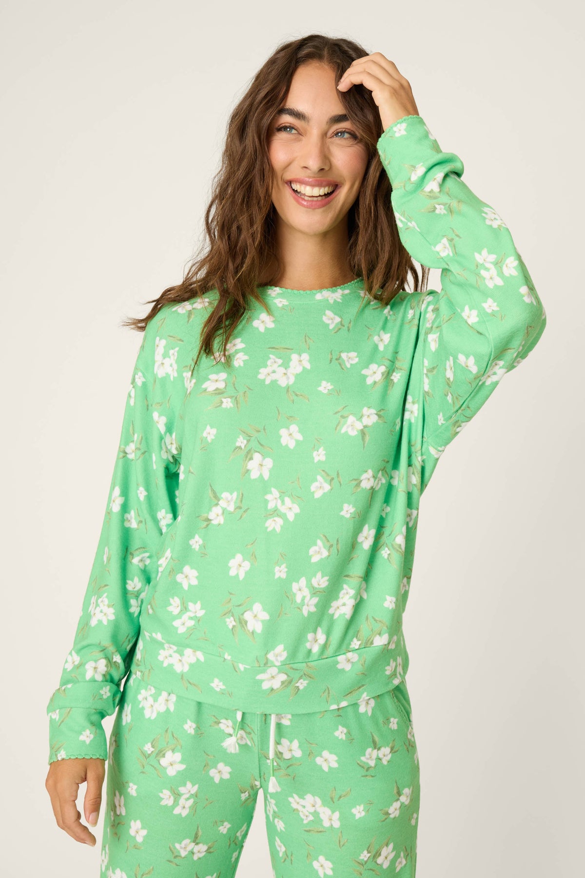 C'est La Vie Floral Print Long Sleeve Top