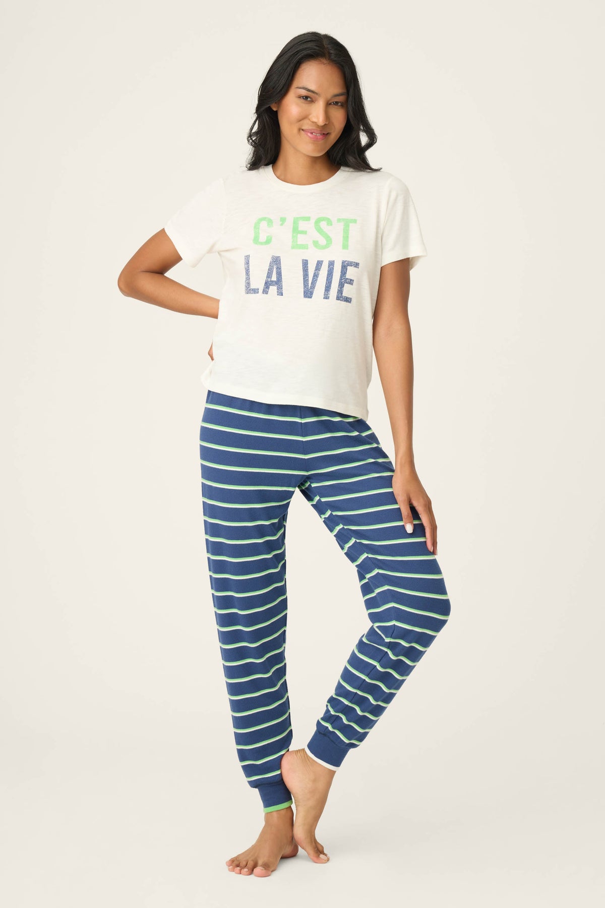C'est La Vie Graphic Print Short Sleeve Top