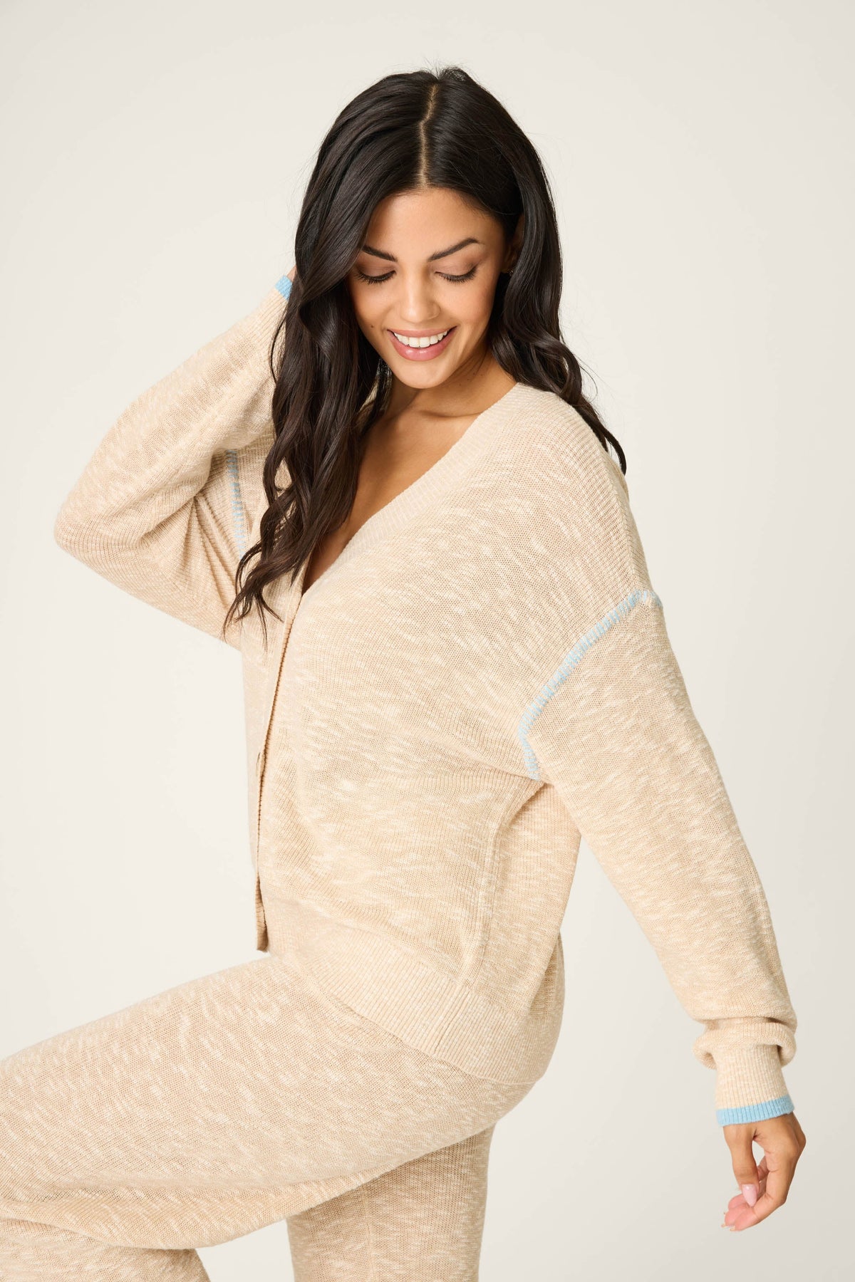 Cozy Up Cotton Heather Sand Cardigan