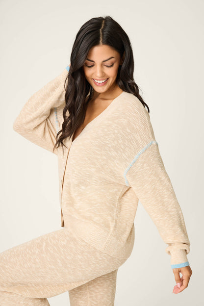 Cozy Up Cotton Heather Sand Cardigan