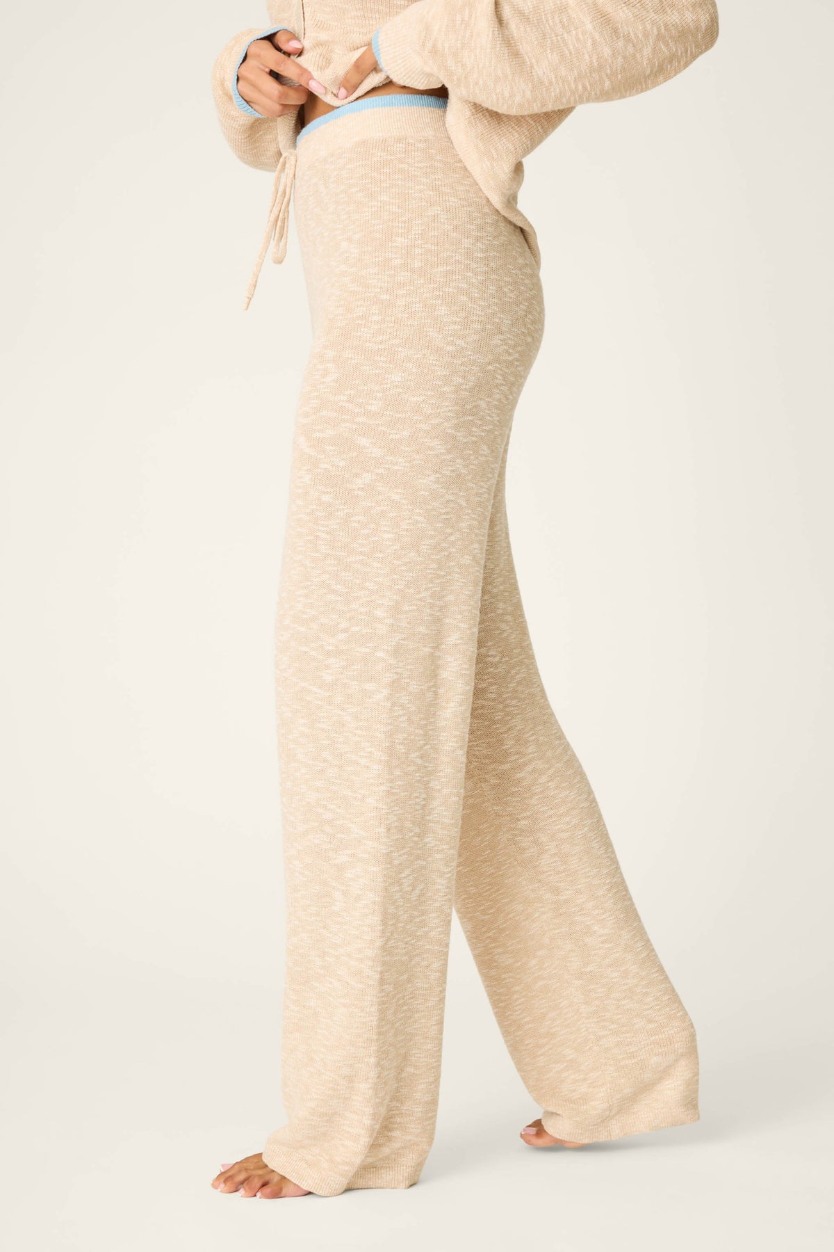 Cozy Up Cotton Heather Sand Open Leg Pants