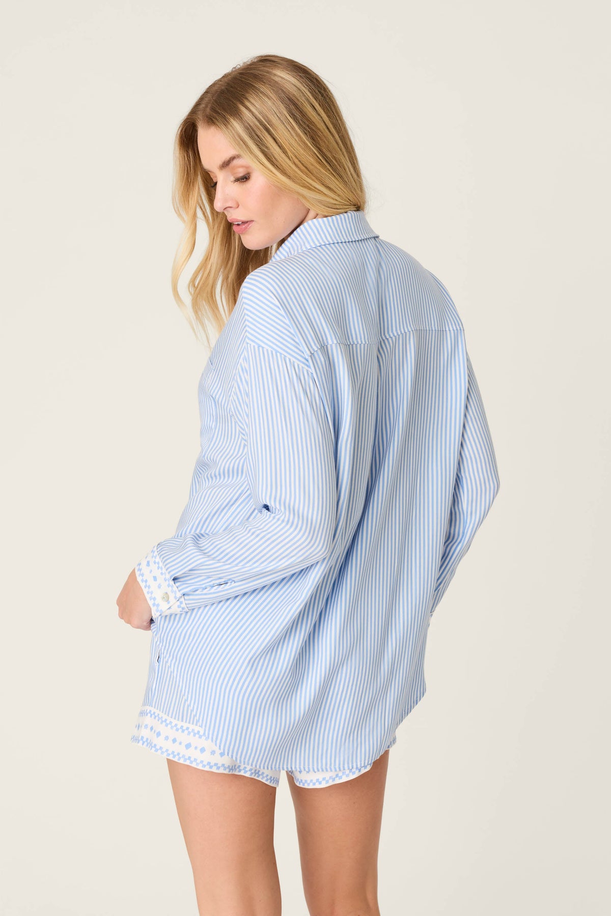 Frutta Fresca Striped Long Sleeve Button Up Top