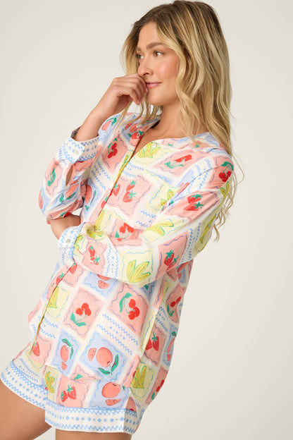 Frutta Fresca Summer Harvest Long Sleeve Button Up Top