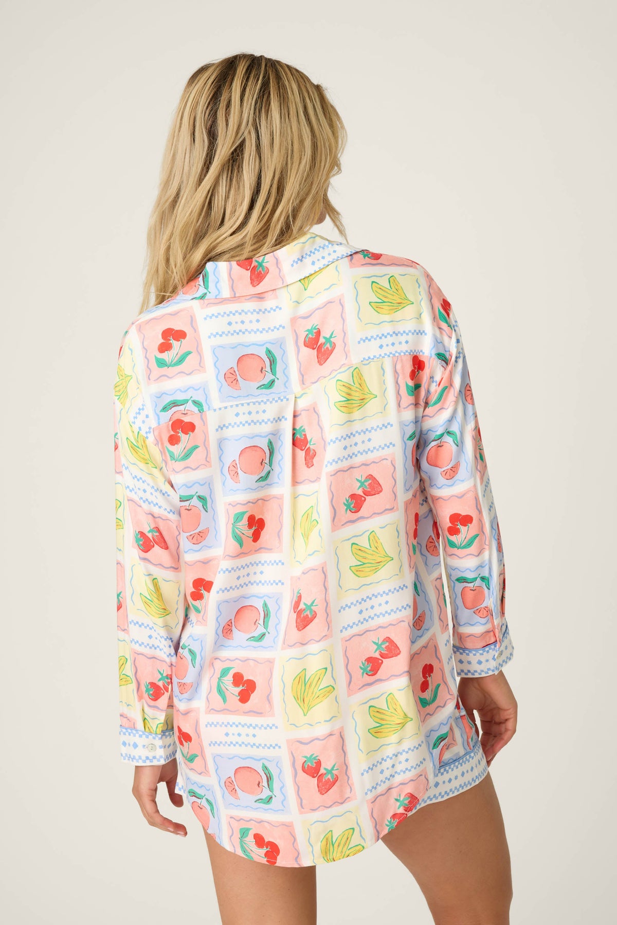 Frutta Fresca Summer Harvest Long Sleeve Button Up Top